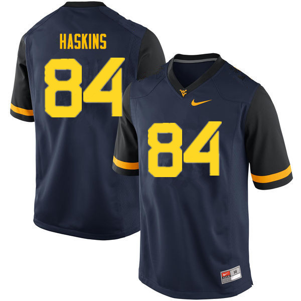 NCAA Men's Jovani Haskins West Virginia Mountaineers Navy #84 Nike Stitched Football College Authentic Jersey LP23Q67IH